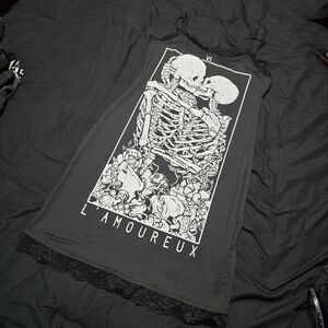 L'Amoureux Black Graphic Tank Dress, SMALL